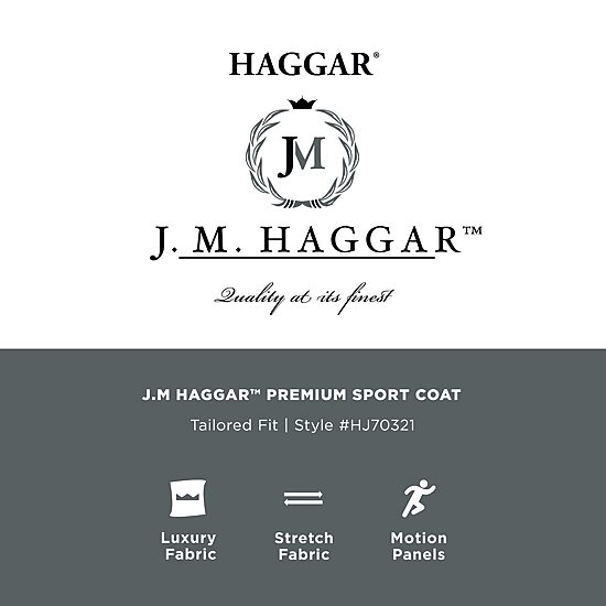 Haggar JMH Tailored Plaid Mens Windowpane Stretch Fabric Modern Fit Sport Coat