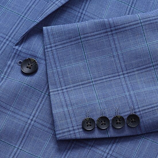 Haggar JMH Tailored Plaid Mens Windowpane Stretch Fabric Modern Fit Sport Coat