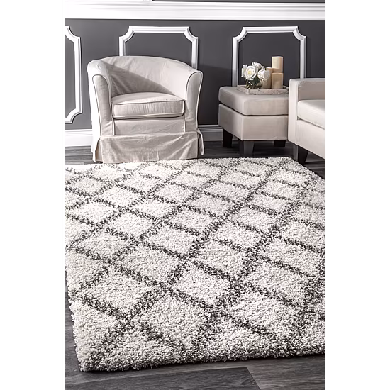 nuLoom Sharika Lattice Shaggy Rectangular Rug