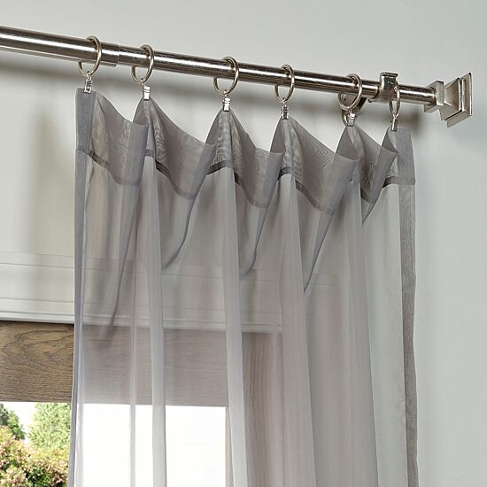 Exclusive Fabrics & Furnishing Solid Rod Pocket Sheer Set of 2 Curtain Panel