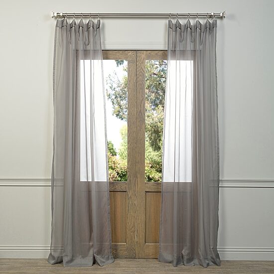 Exclusive Fabrics & Furnishing Solid Rod Pocket Sheer Set of 2 Curtain Panel
