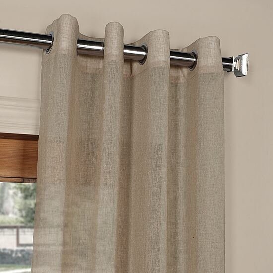 Exclusive Fabrics & Furnishing Faux Linen Grommet Top Sheer Single Curtain Panel