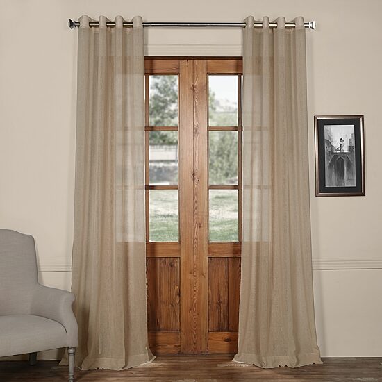 Exclusive Fabrics & Furnishing Faux Linen Grommet Top Sheer Single Curtain Panel