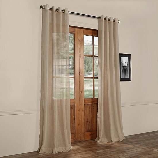 Exclusive Fabrics & Furnishing Faux Linen Grommet Top Sheer Single Curtain Panel