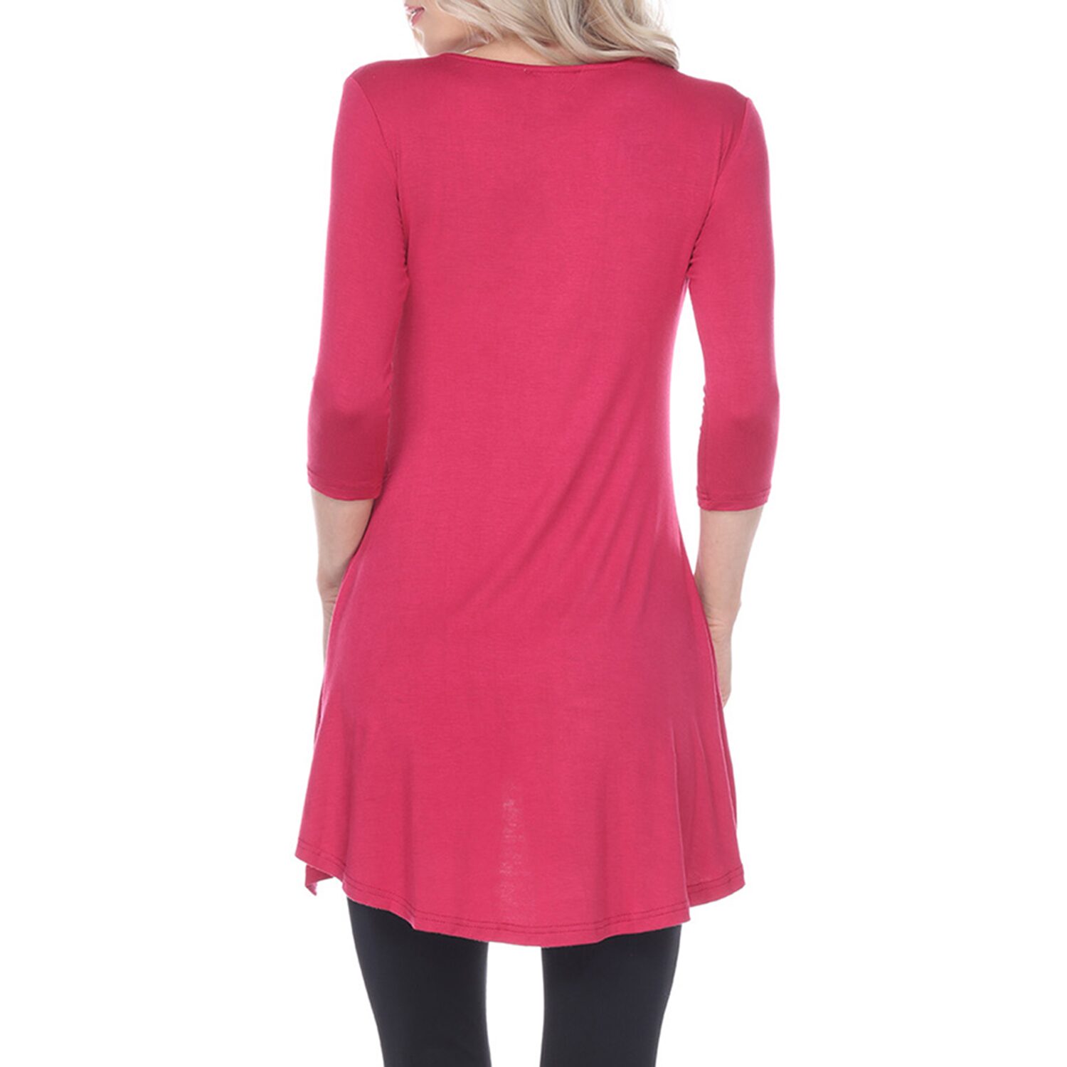 White Mark Tonya Womens V Neck 3/4 Sleeve Embellished Tunic Top
