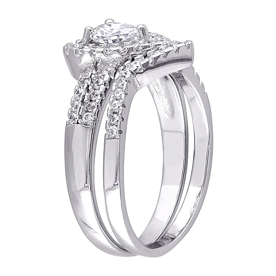 Womens 1 1/3 CT. Cubic Zirconia Sterling Silver Heart Bridal Set