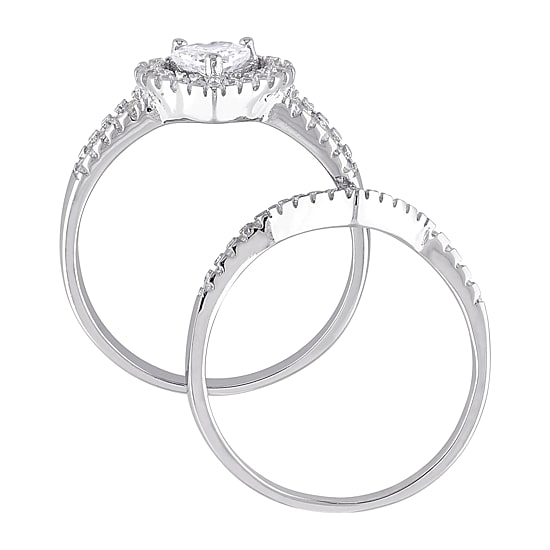 Womens 1 1/3 CT. Cubic Zirconia Sterling Silver Heart Bridal Set