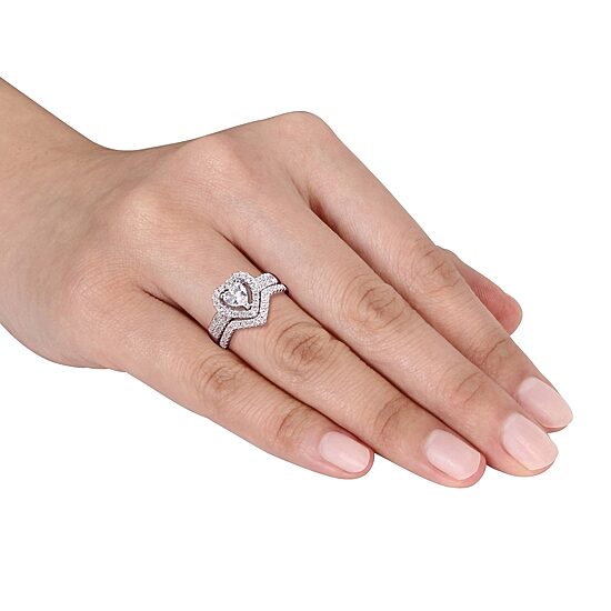 Womens 1 1/3 CT. Cubic Zirconia Sterling Silver Heart Bridal Set