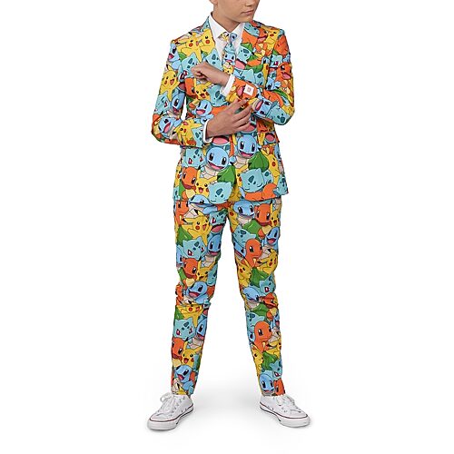 OppoSuits Big Boys Pokemon Licensed Suit, 3-Piece Set Including Blazer, Pants and Clip-On-Tie - Multi