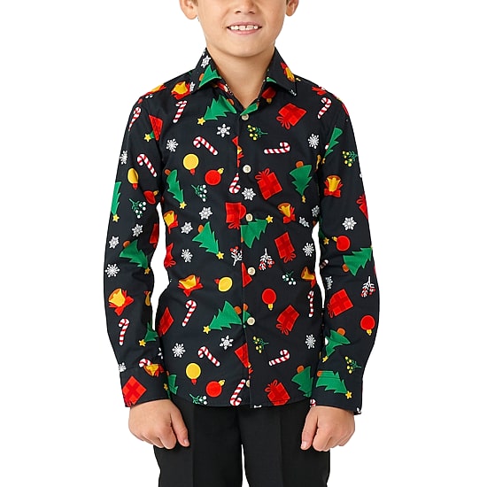 Opposuits Christmas Little Boys Spread Collar Long Sleeve Dress Shirt