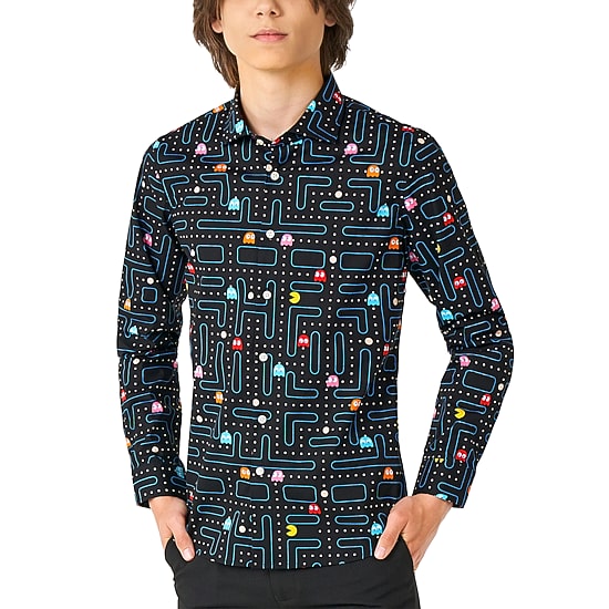 Opposuits Big Kid Boys Spread Collar Long Sleeve Pacman Dress Shirt