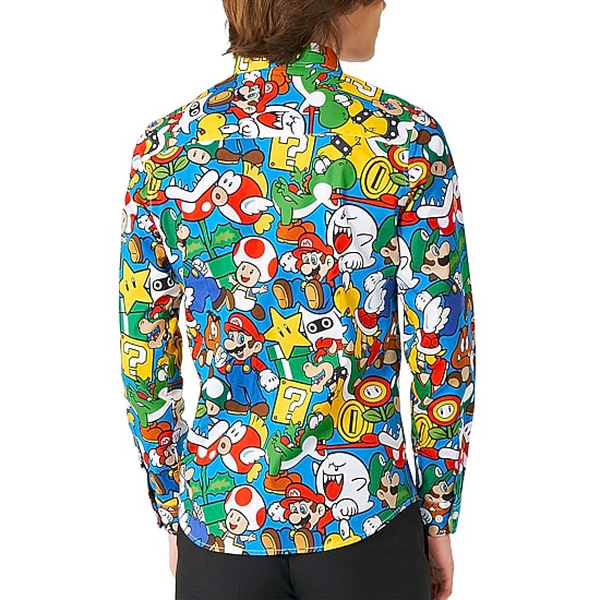 Opposuits Big Kid Boys Spread Collar Long Sleeve Super Mario Dress Shirt