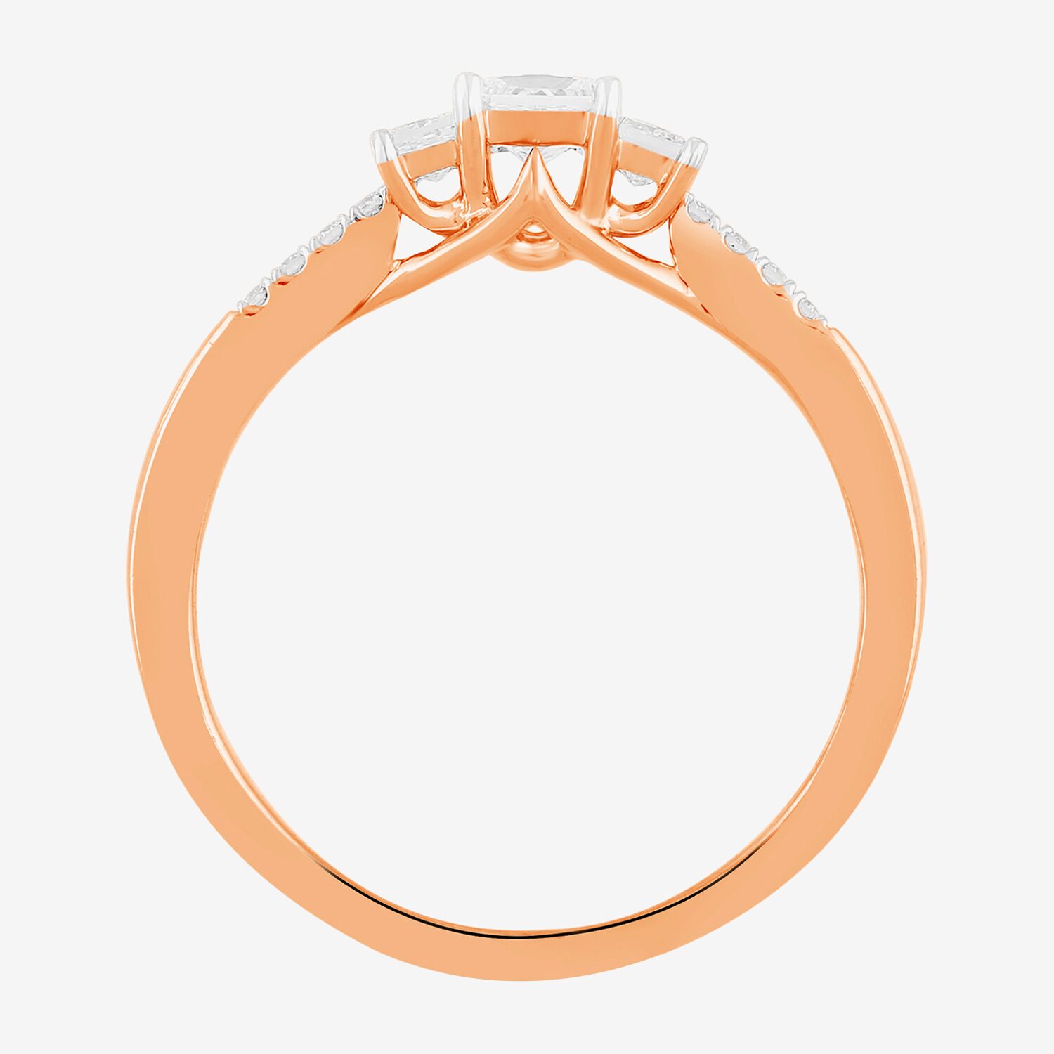 Love Lives Forever (F / Si2) Womens 1/2 CT. T.W. Lab Grown White Diamond 10K Gold Side Stone 3-Stone Engagement Ring