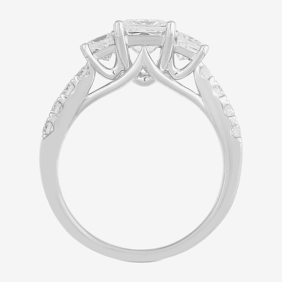 Love Lives Forever (F / Si2) Womens 2 CT. T.W. Lab Grown White Diamond 10K Gold Side Stone 3-Stone Engagement Ring