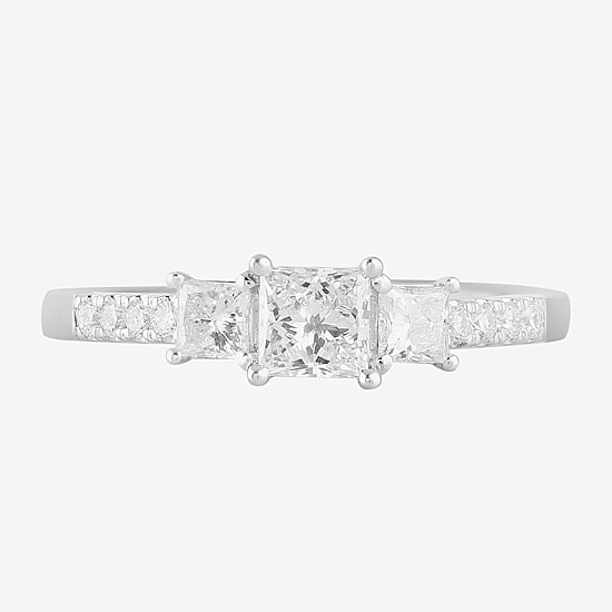 Love Lives Forever (F / Si2) Womens 2 CT. T.W. Lab Grown White Diamond 10K Gold Side Stone 3-Stone Engagement Ring