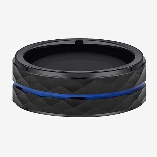 "Thin Blue Line" Mens 8MM Cobalt Wedding Band