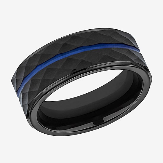 "Thin Blue Line" Mens 8MM Cobalt Wedding Band