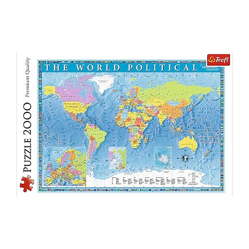 Trefl Puzzles - 2000 Piece Political Map Of The World 2000-pc. Puzzle, One Size