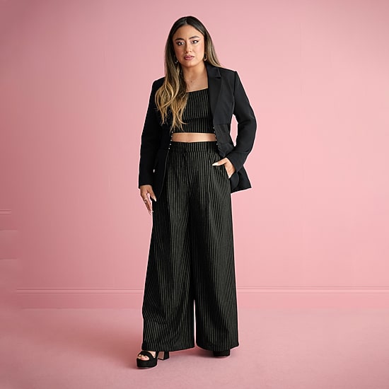 Bold Elements x Ally Brooke Womens Wide Leg Regular Fit Pleated Pant