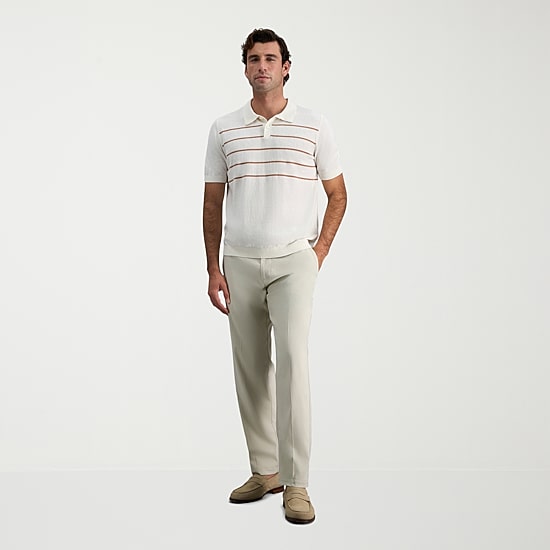 Haggar Linen Blend Retro Stripe Mens Short Sleeve Button Polo Sweater