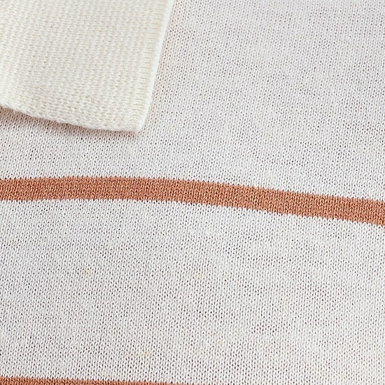 Haggar Linen Blend Retro Stripe Mens Short Sleeve Button Polo Sweater