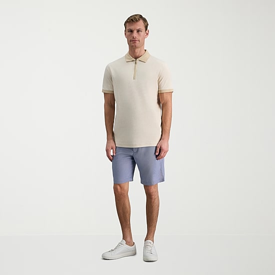Haggar Rib Knit Zip Front Mens Regular Fit Short Sleeve Polo Shirt