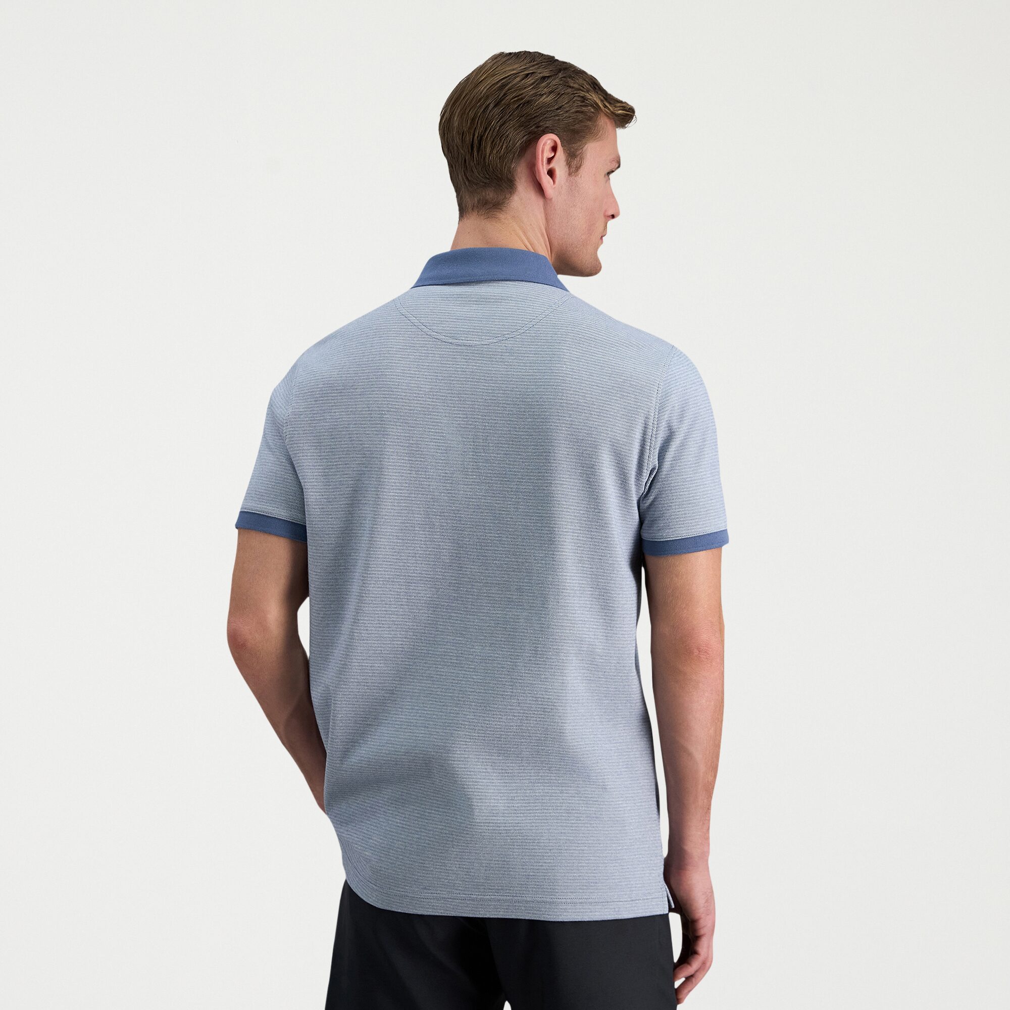 Haggar Rib Knit Zip Front Mens Regular Fit Short Sleeve Polo Shirt