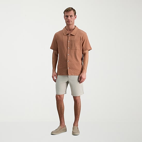 Haggar Knit Jacquard Mens Short Sleeve Regular Fit Button-Down Shirt