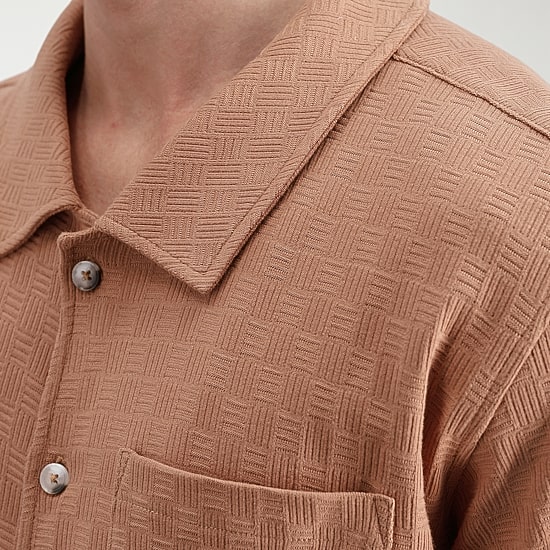 Haggar Knit Jacquard Mens Short Sleeve Regular Fit Button-Down Shirt
