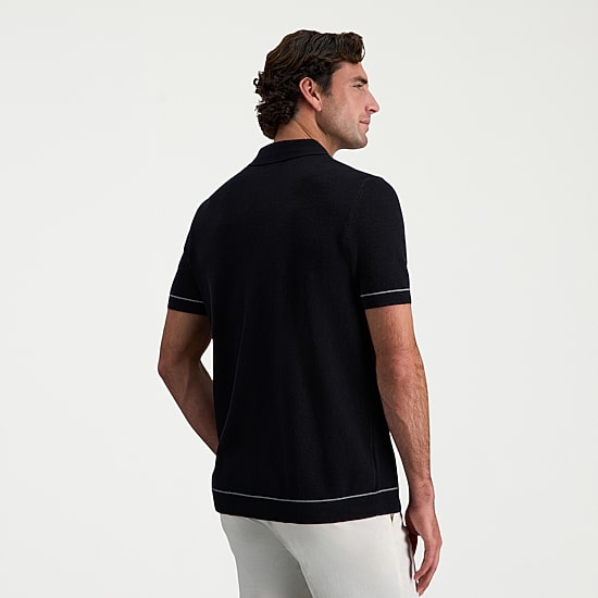Haggar Button Front Mens Short Sleeve Button Polo Sweater