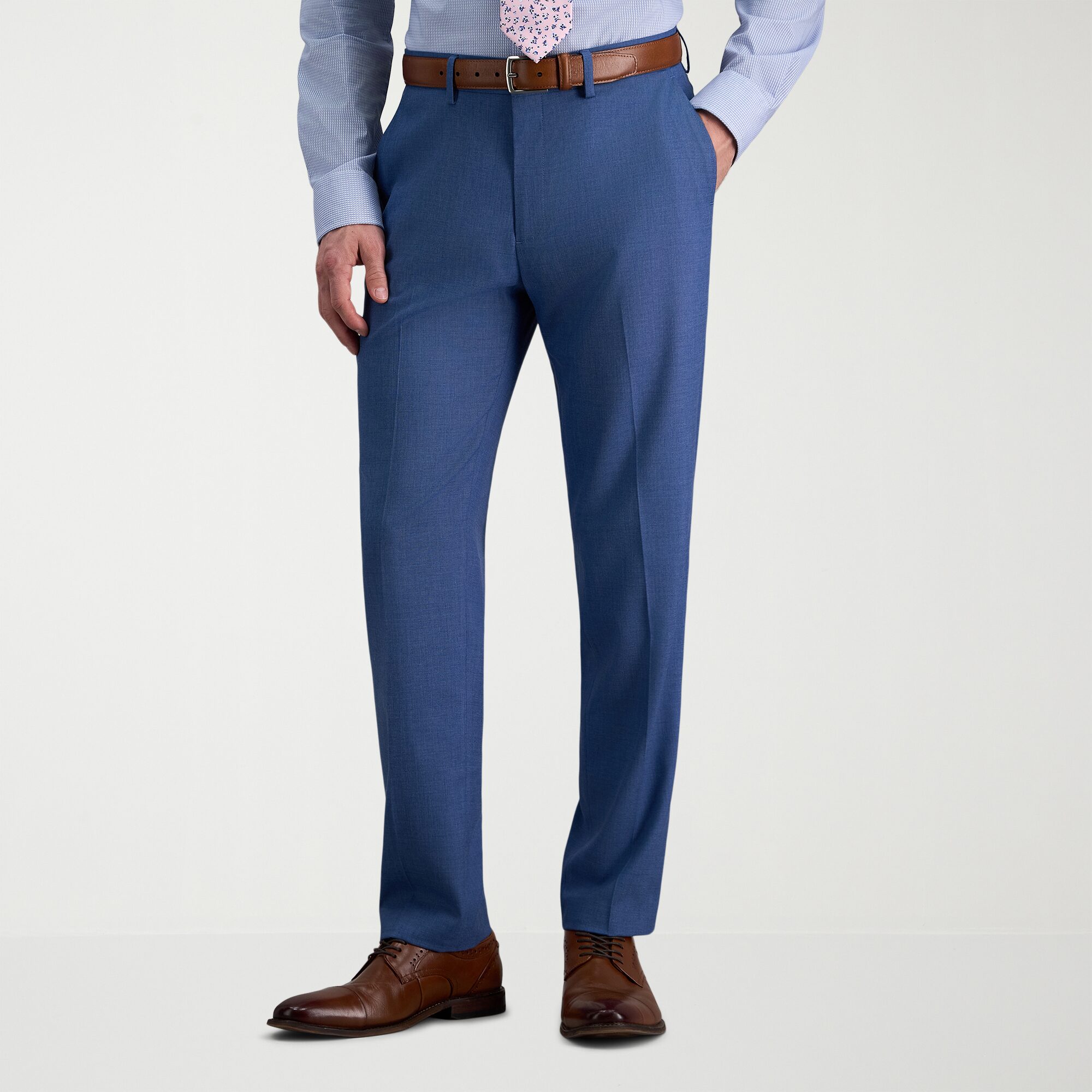 Haggar JMH 4 Way Stretch Mens Fabric Slim Fit Flat Front Suit Pant