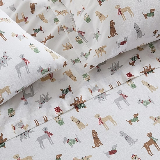 Martha Stewart Holiday Pups Sheet Set