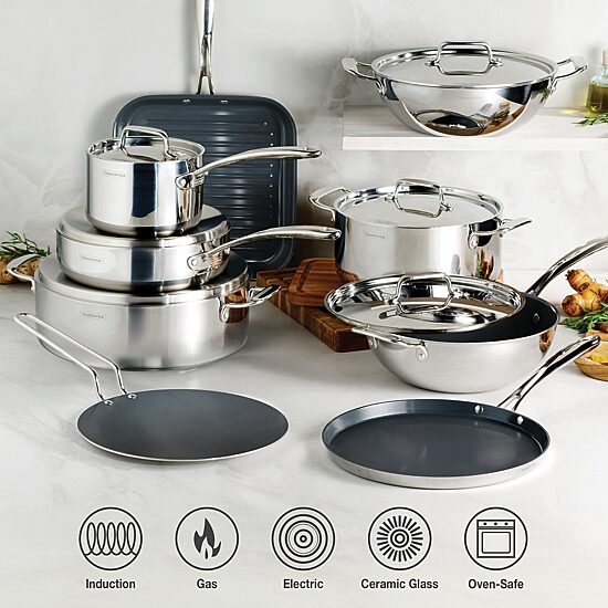 Tramontina Utsava Stainless Steel 1.7-qt. Covered Kadai