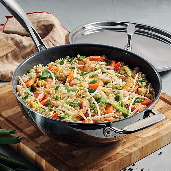 Tramontina Utsava Stainless Steel 3.75-qt. Covered Wok