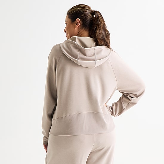 Xersion Womens Plus Scuba Luxe Hooded Half Zip Pullover