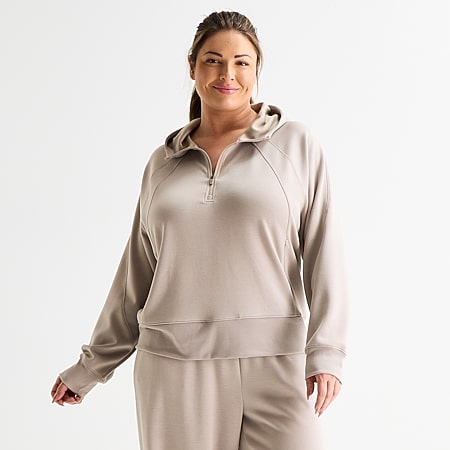  PRO FIT JERSY　xs Xersion Womens Oversized Super Soft Fleece Half Zip Pullover Plus