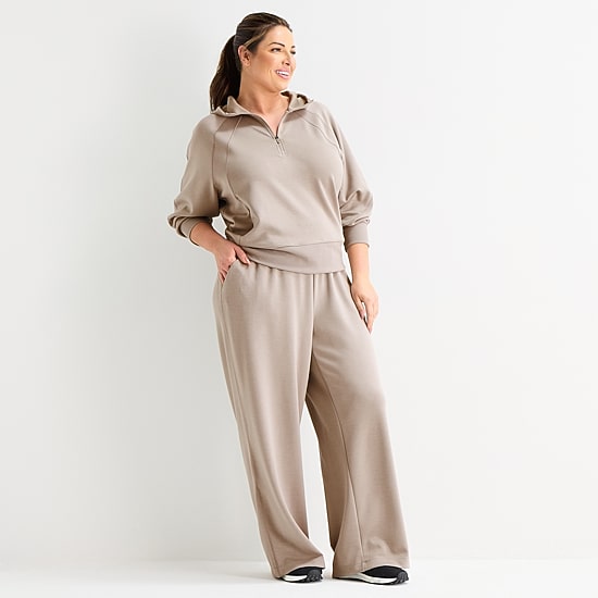 Xersion Womens Plus Scuba Luxe Open Hem Pant