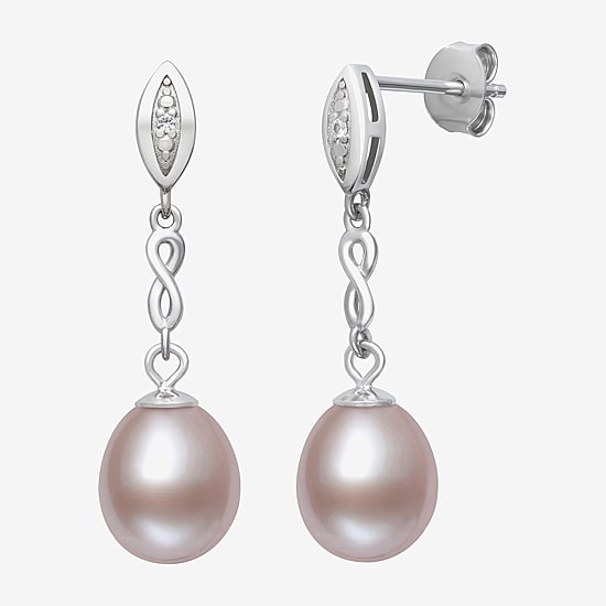 Limited Quantities! Womens Pink Cultured Freshwater Pearl Sterling Silver Drop Earrings
