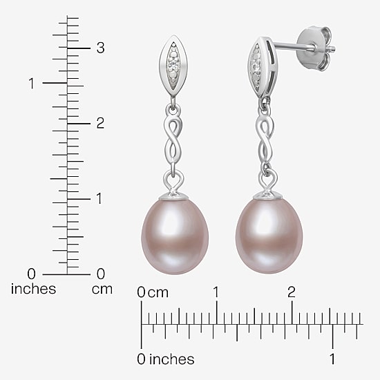 Limited Quantities! Womens Pink Cultured Freshwater Pearl Sterling Silver Drop Earrings