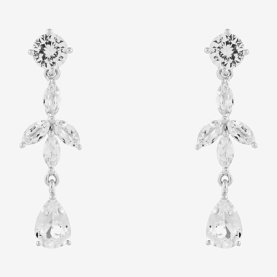 Limited Quantities! Womens Lab Created White Sapphire Sterling Silver Drop Earrings