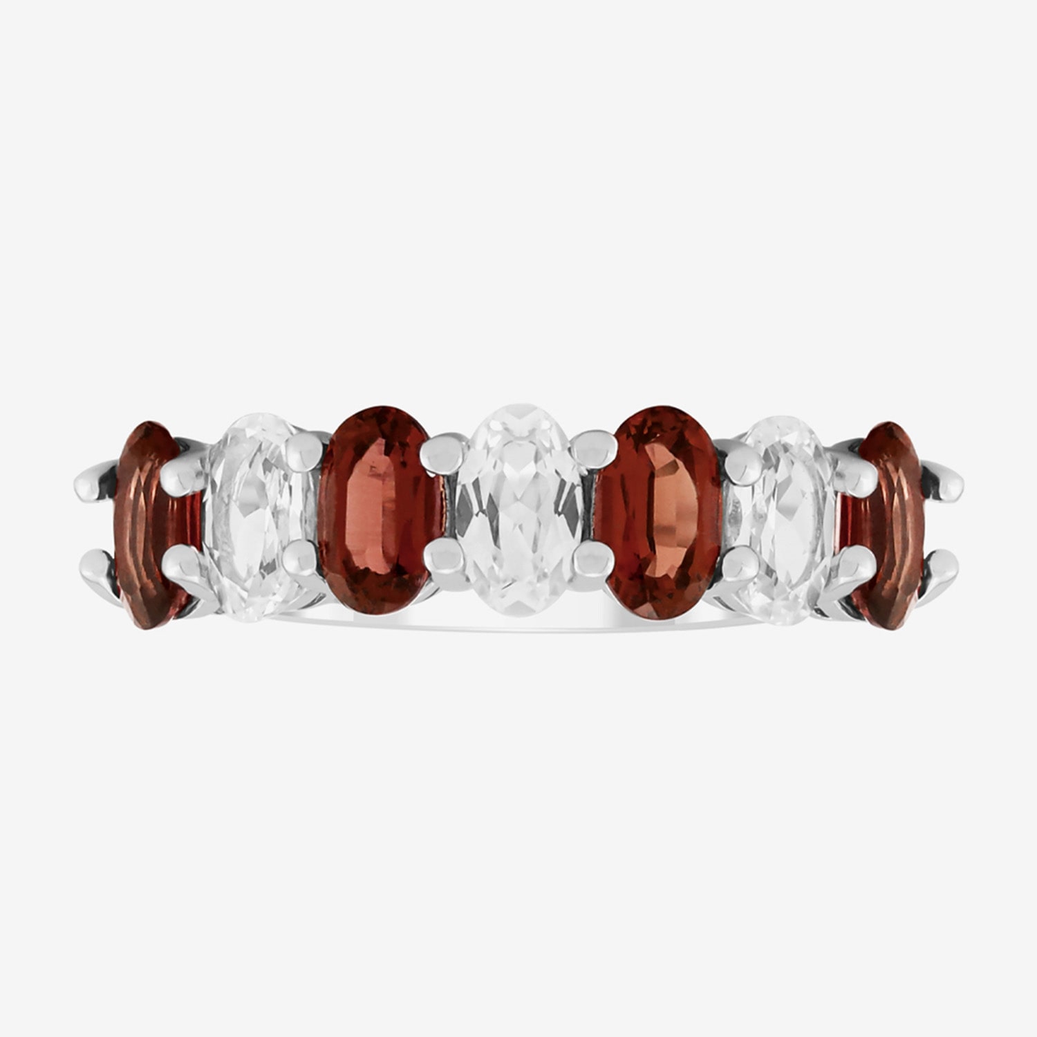 Limited Quantities! Womens 2MM Genuine Red Garnet Sterling Silver Band