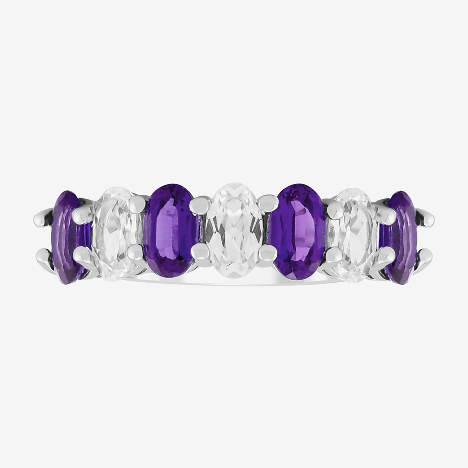 Limited Quantities! Womens 2MM Genuine Purple Amethyst Sterling Silver Band