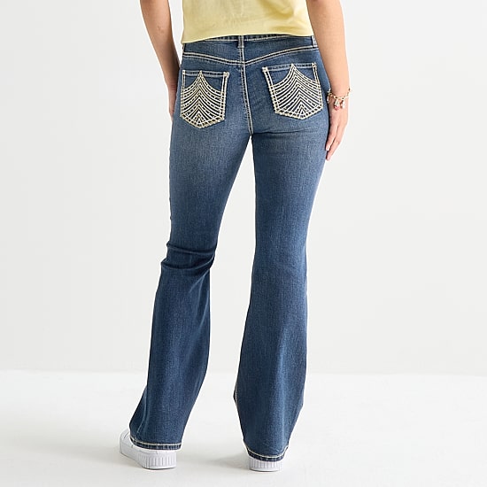 Vanilla Star Womens Juniors Mid Rise Bootcut Jean