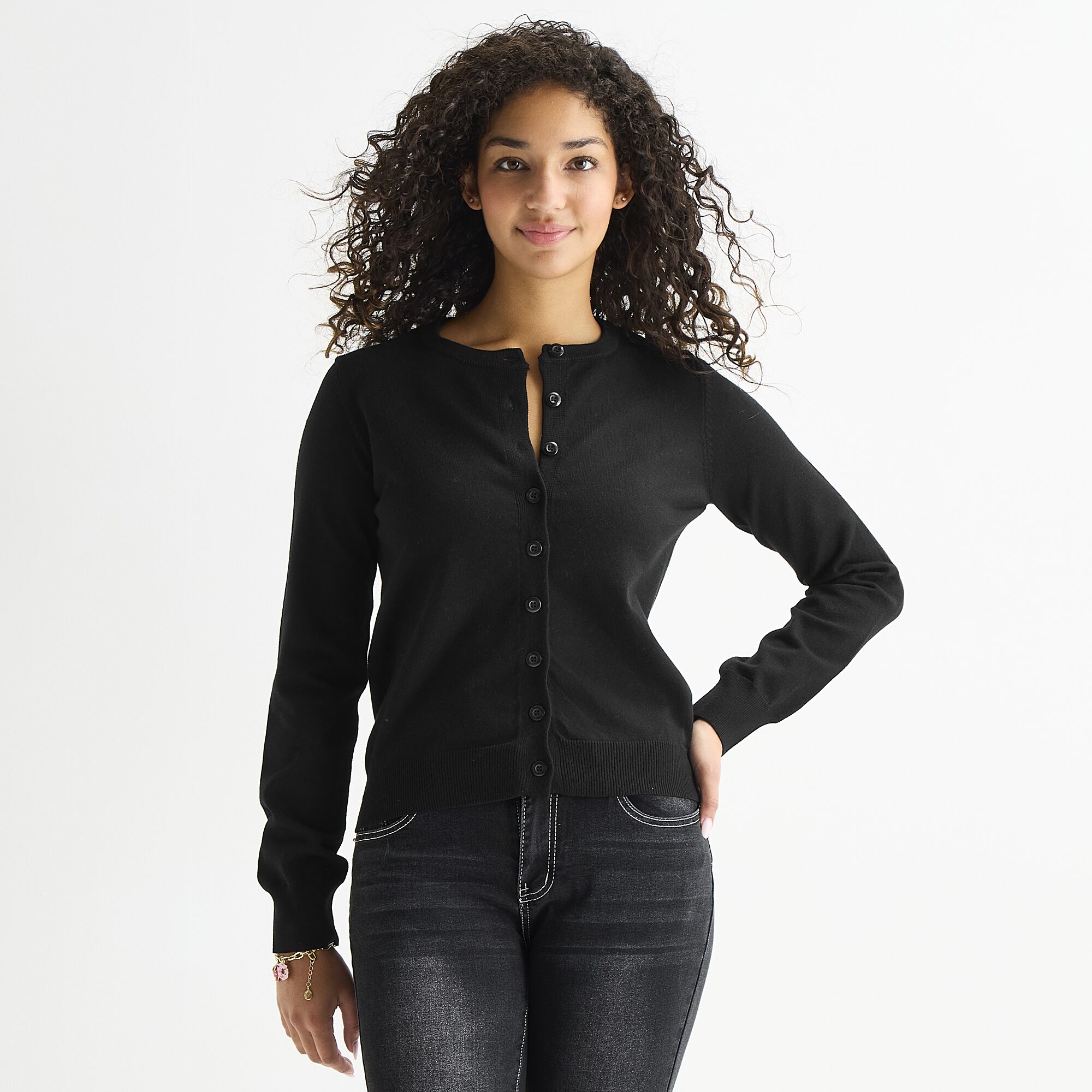Forever 21 Womens Long Sleeve Button Juniors Striped Cardigan