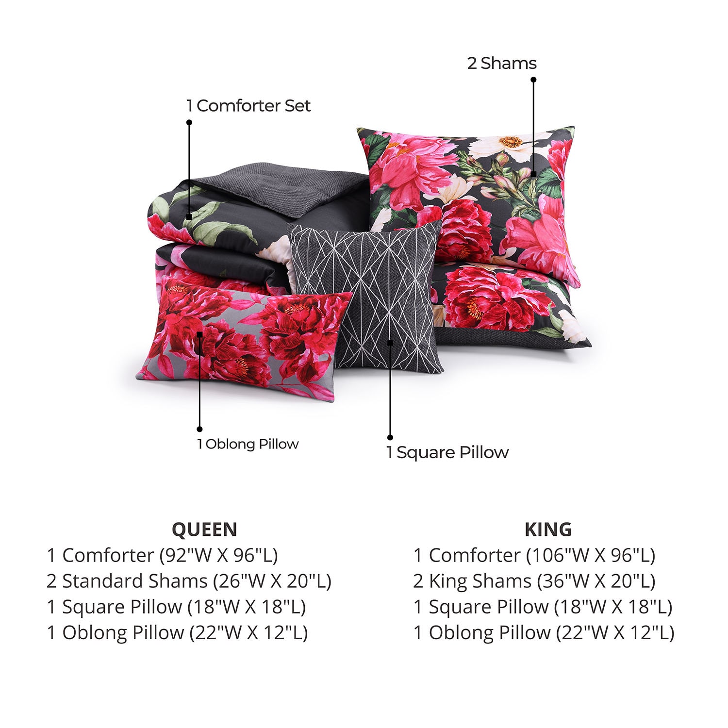 Bebejan Flower Garland 5-pc. Midweight Reversible Comforter Set
