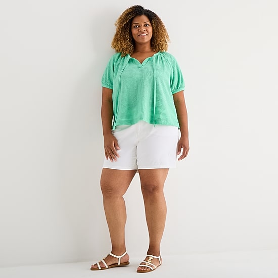 St. John's Bay Womens 6" Mid Rise Plus Chino Short
