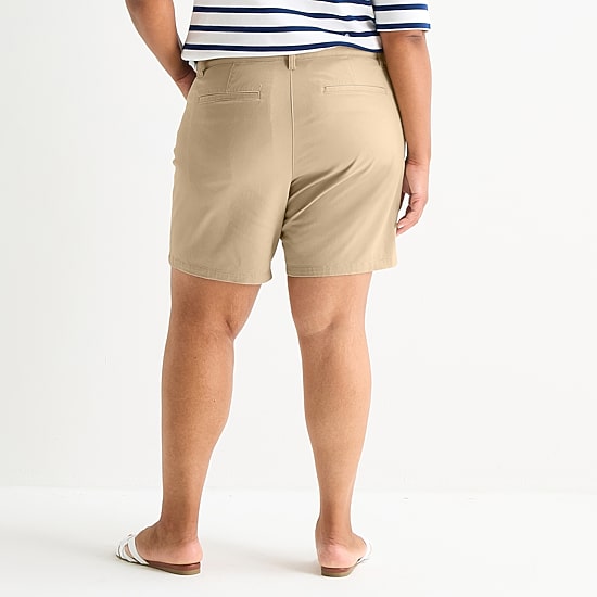 St. John's Bay Womens 8" Mid Rise Plus Chino Short