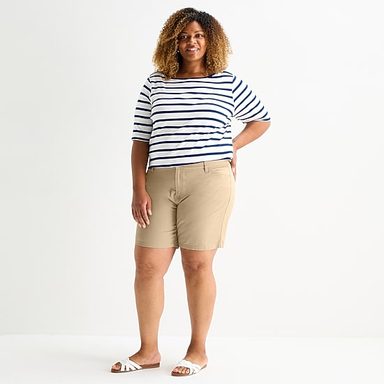 St. John's Bay Womens 8" Mid Rise Plus Chino Short