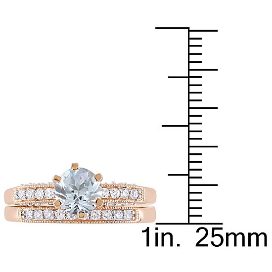 Genuine Aquamarine & 1/3 CT. T.W. Diamond 10K White Gold Bridal Set