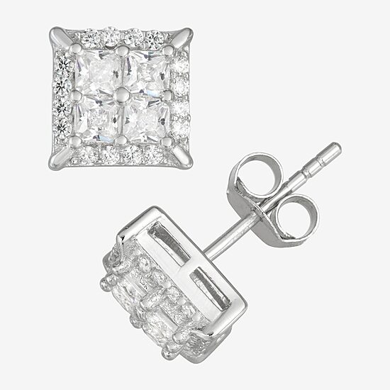 1/2 CT. Cubic Zirconia Sterling Silver 8.1mm Stud Earrings